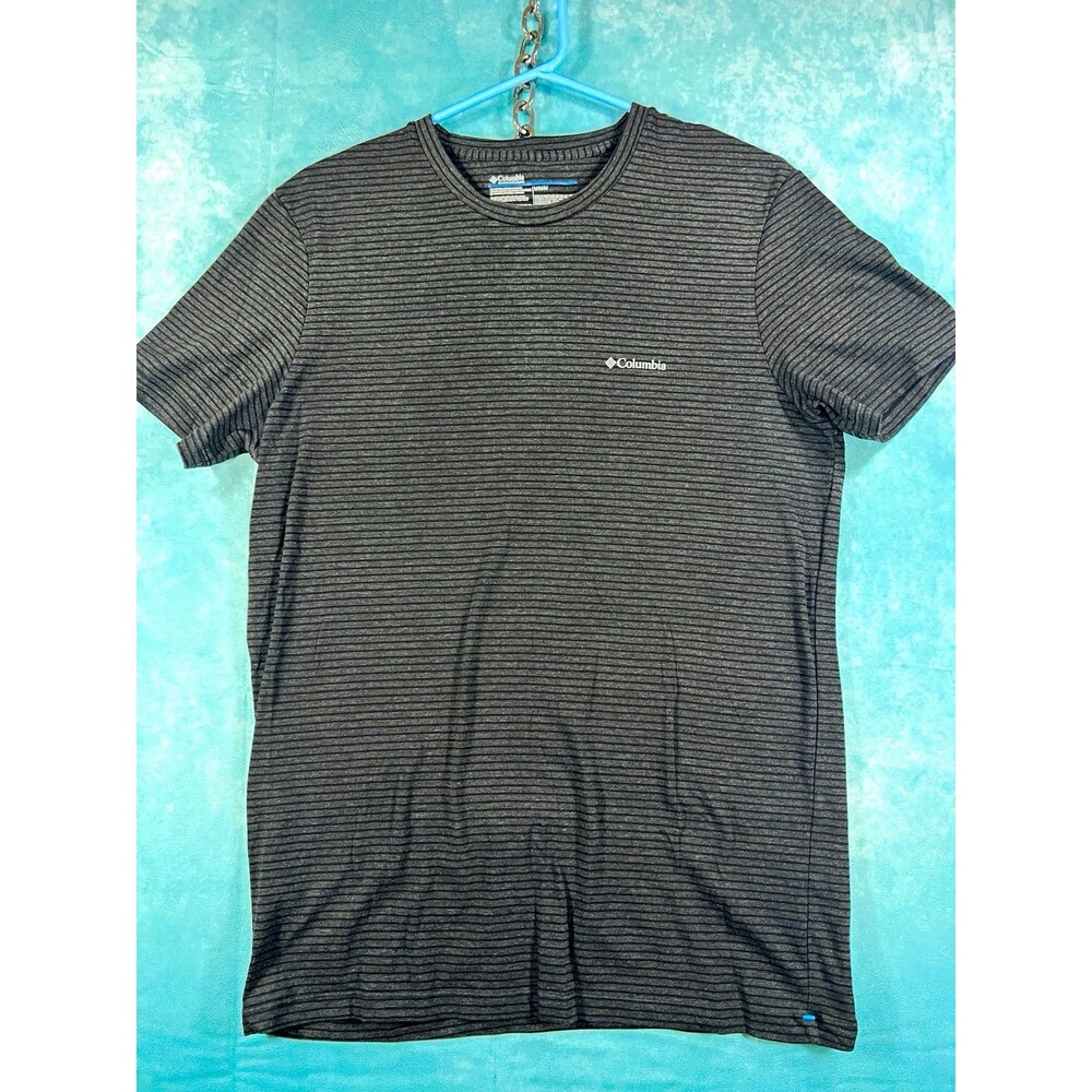 Columbia Men's Striped Gray/Black Crew Neck Short Sleeve T-Shirt Size M